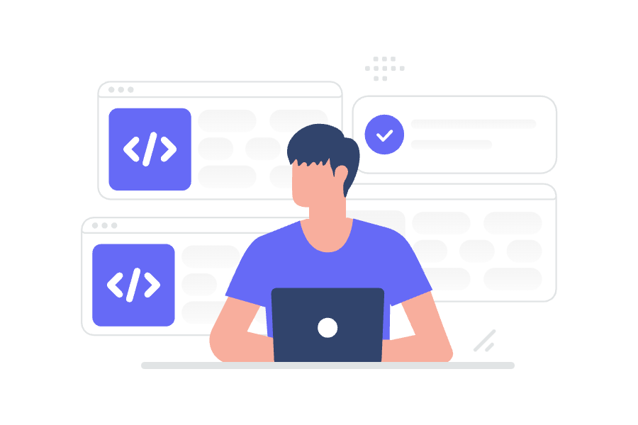 Ilustração de um desenvolvedor backend trabalhando